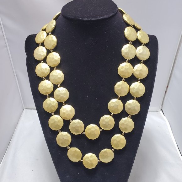 GAP Jewelry - Gap double strand matt gold hammered disc necklace